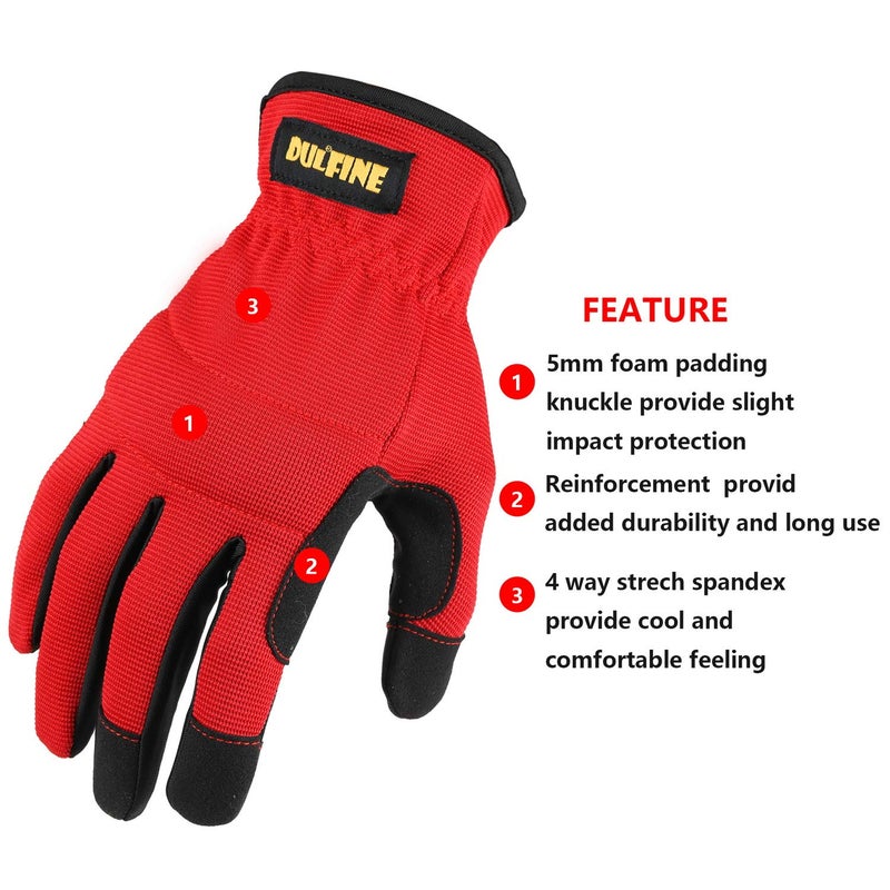 DULFINE High Performance Work Gloves For Men(3 Pairs Pack), High Dexterity Touch Screen For Multipurpose,Excellent Grip (Large) - Image 2